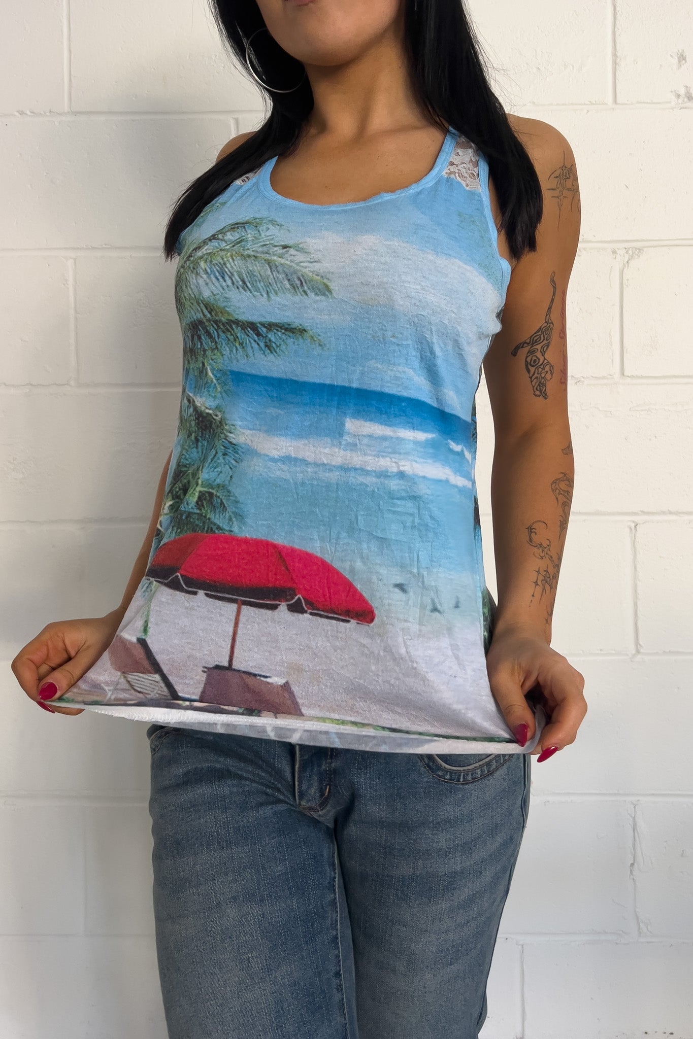 Blue "hawaii" tank ★ Size est large