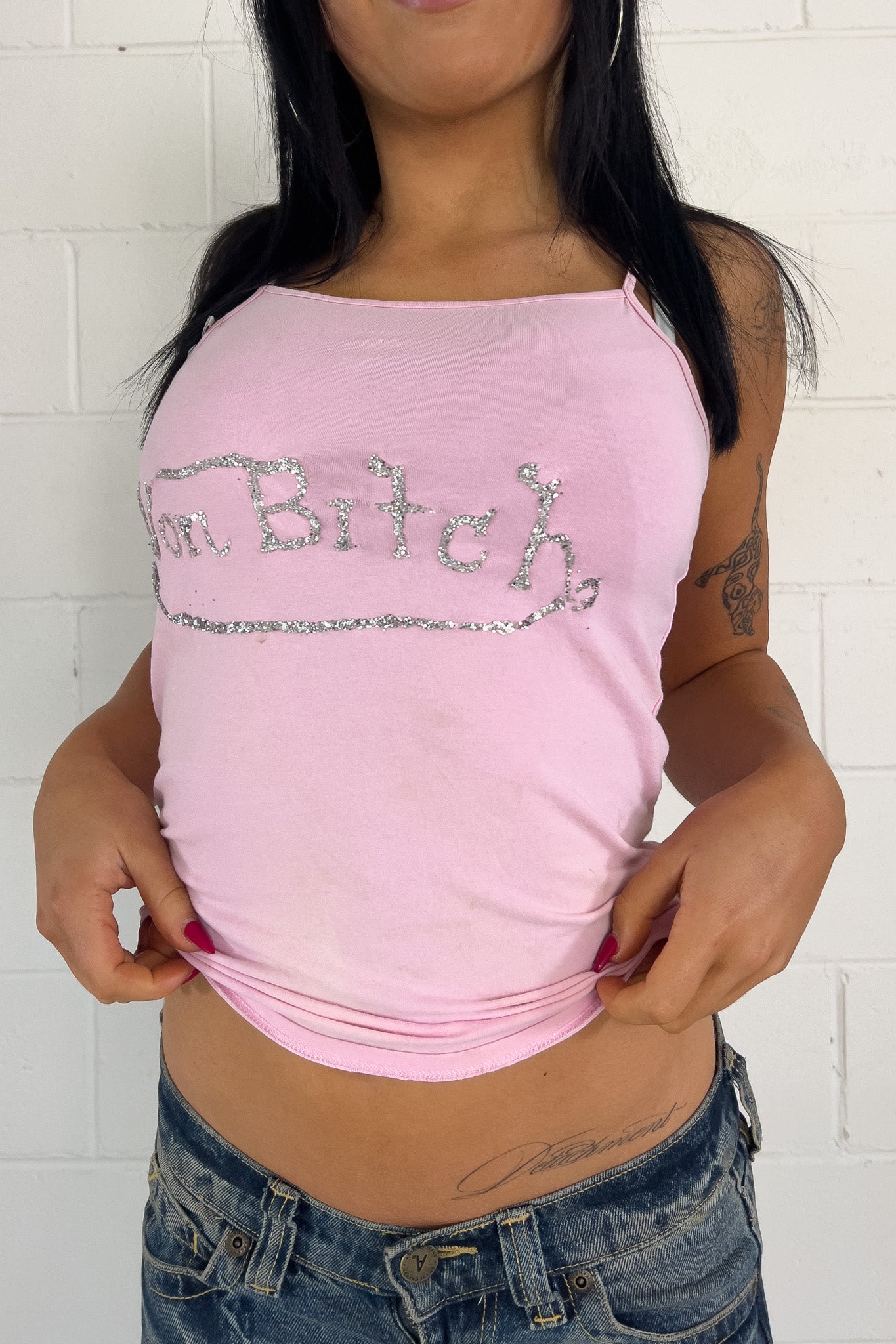 Pink "vonbitch" tank ★ Size est small/medium