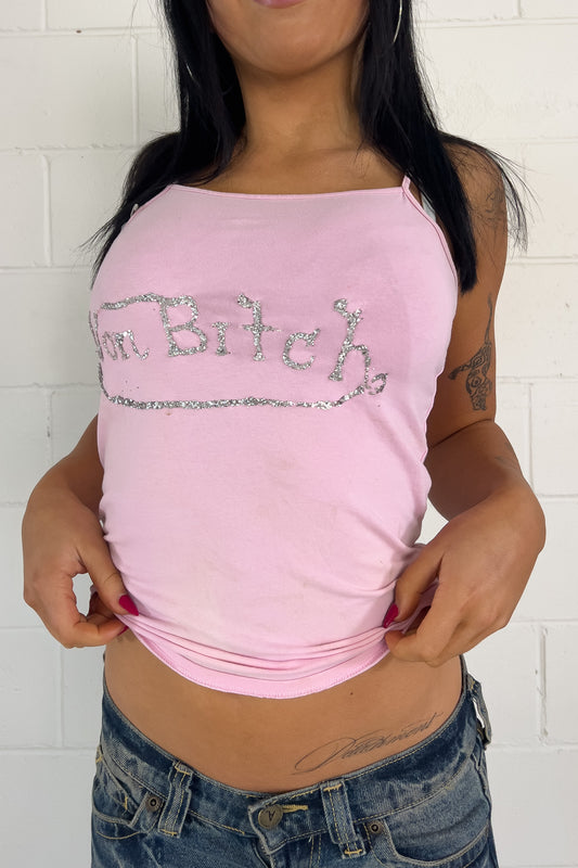 Pink "vonbitch" tank ★ Size est small/medium