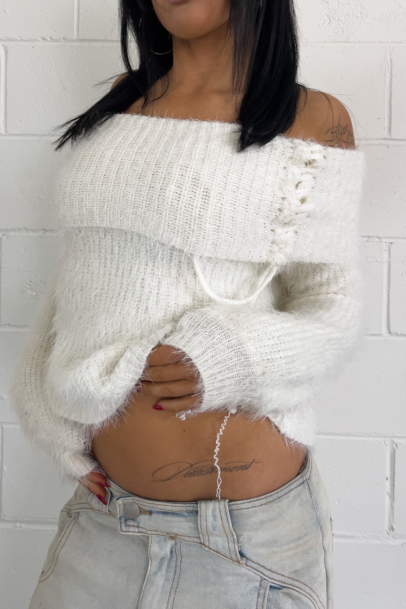 White fuzzy longsleeve ★ Size est large