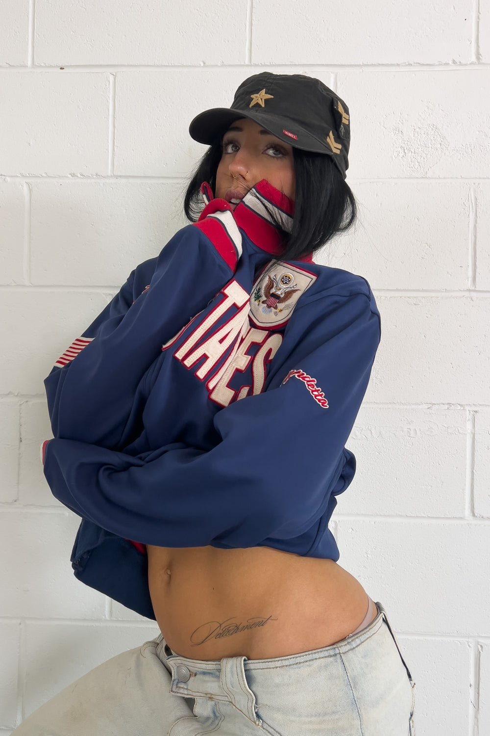 UNITED STATES navy zip up jacket ★ Size large