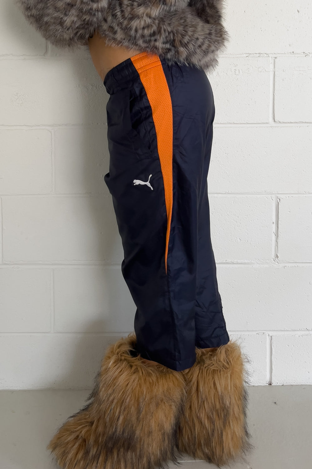 PUMA navy + orange track capris ★ Size est small (Adjustable drawstrings)