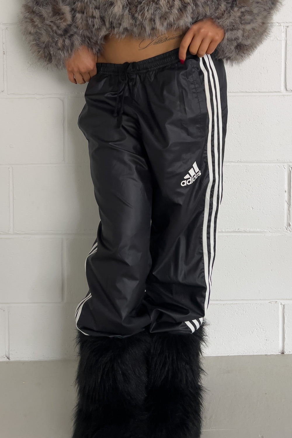 ADIDAS black + white track pants ★ Size labelled medium