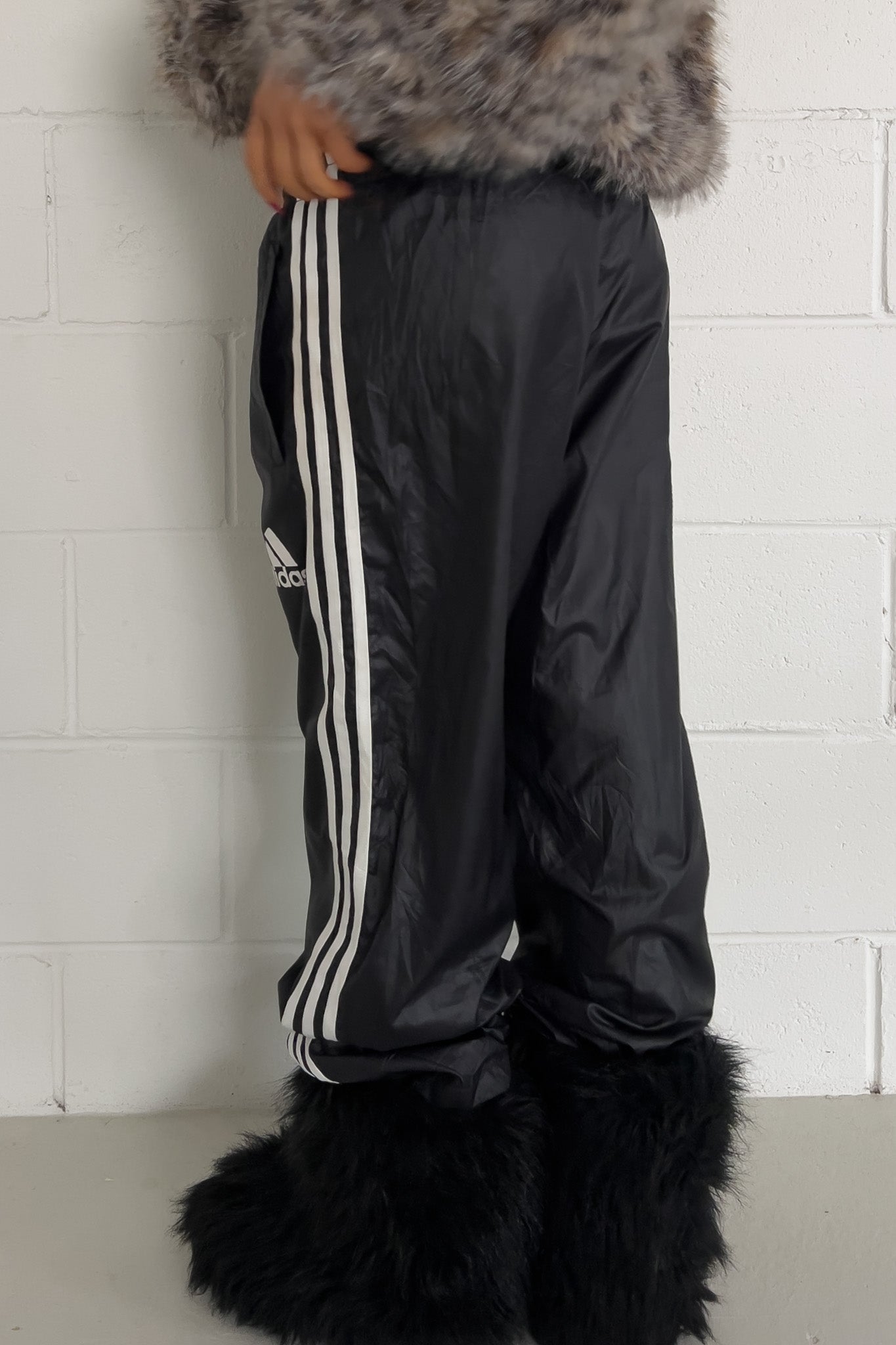 ADIDAS black + white track pants ★ Size labelled medium