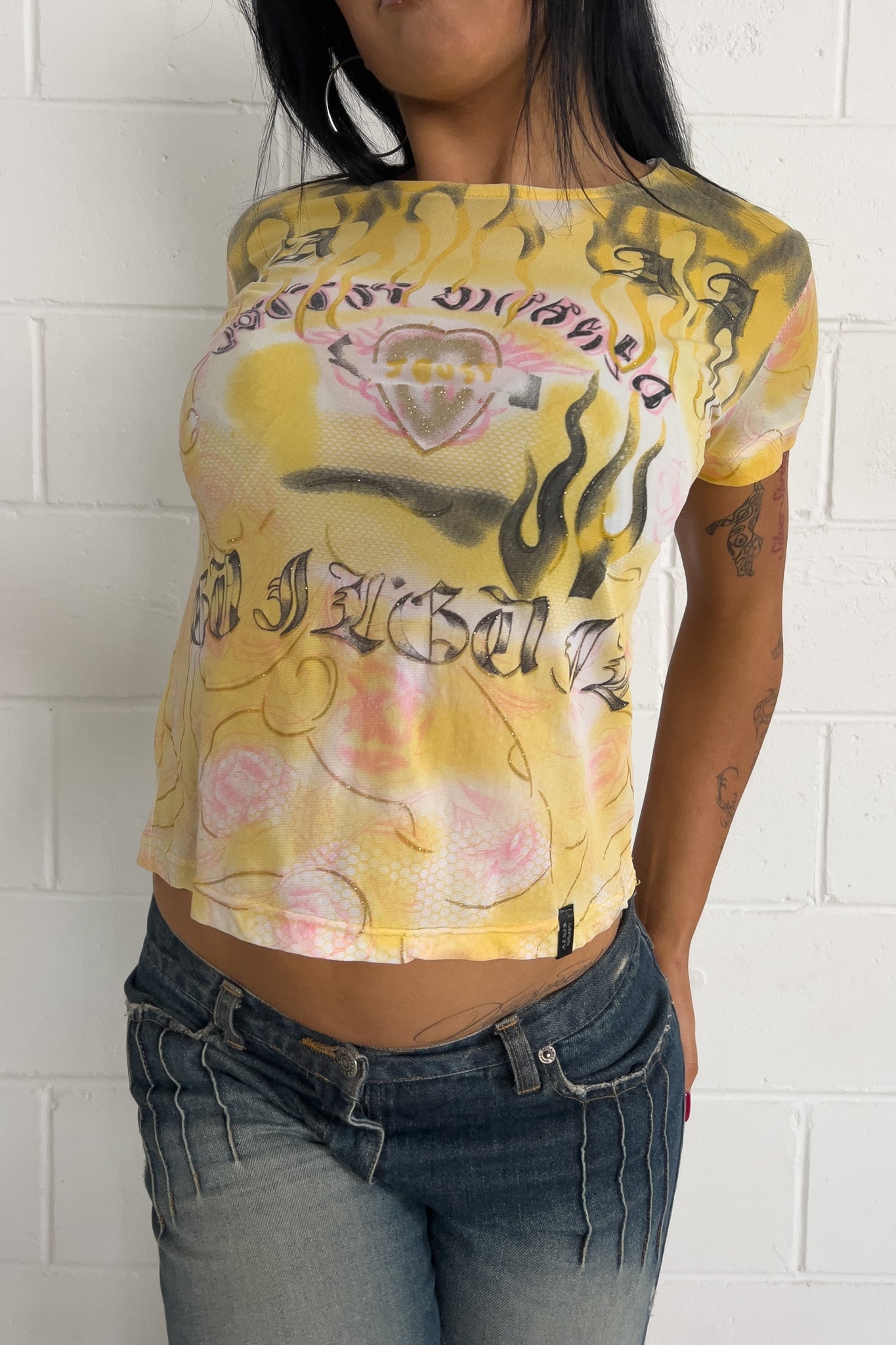 MISS SIXTY yellow graphic tee ★ Size est medium