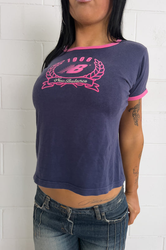 NEW BALANCE purple + pink tee ★ Size labelled medium