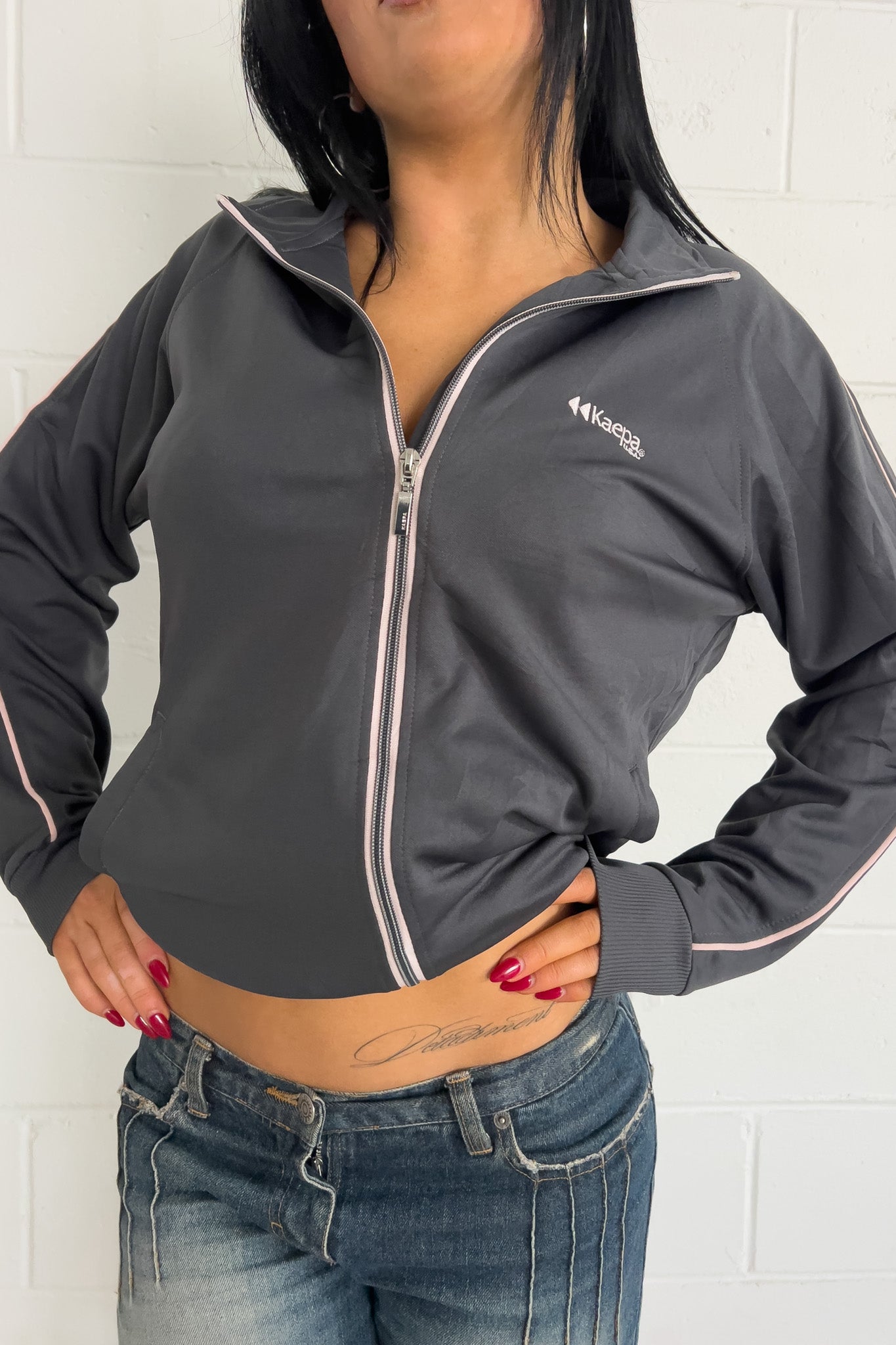 KAEPA grey + pink track jacket ★ Size labelled large