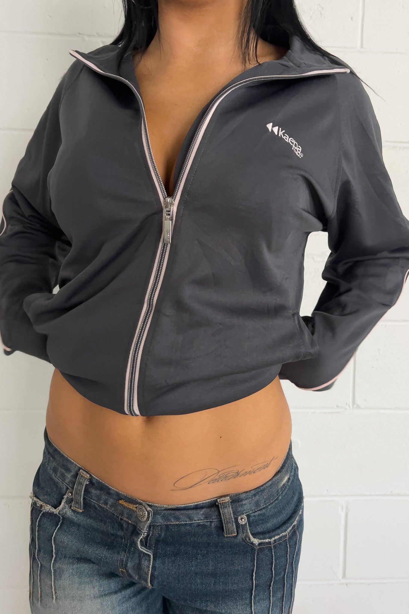 KAEPA grey + pink track jacket ★ Size labelled large