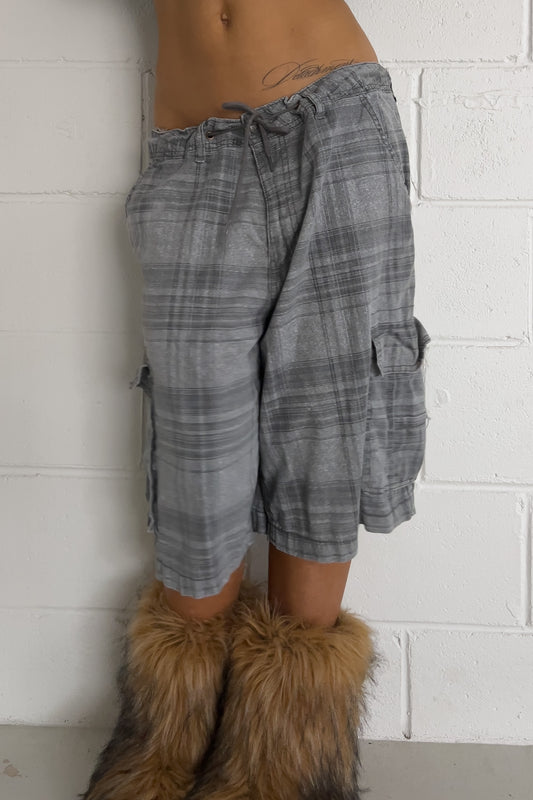 MACHINE Grey plaid shorts ★ One size adjustable waist