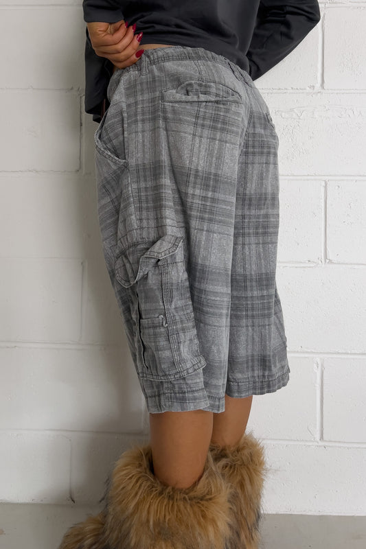 MACHINE Grey plaid shorts ★ One size adjustable waist