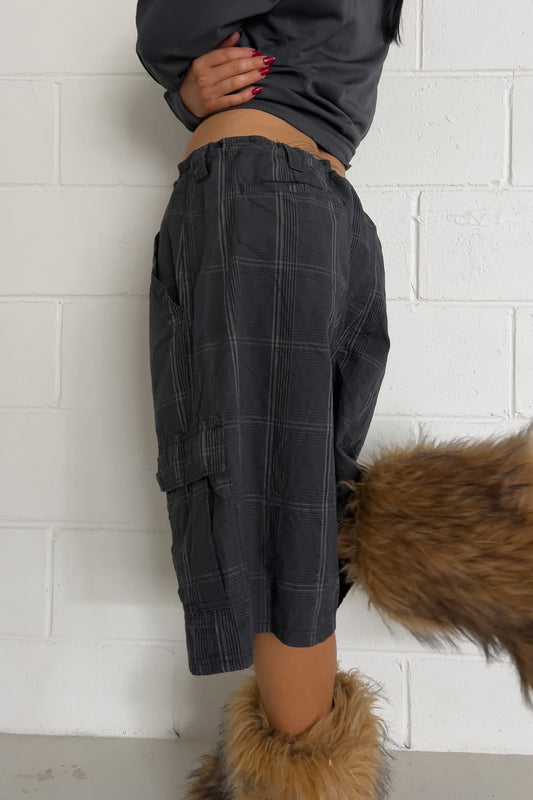 Charcoal plaid shorts ★ One size adjustable waist