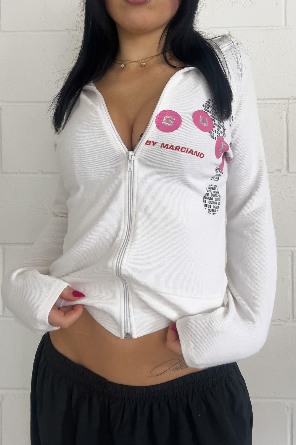 GUESS white + pink jacket ★ Size est medium