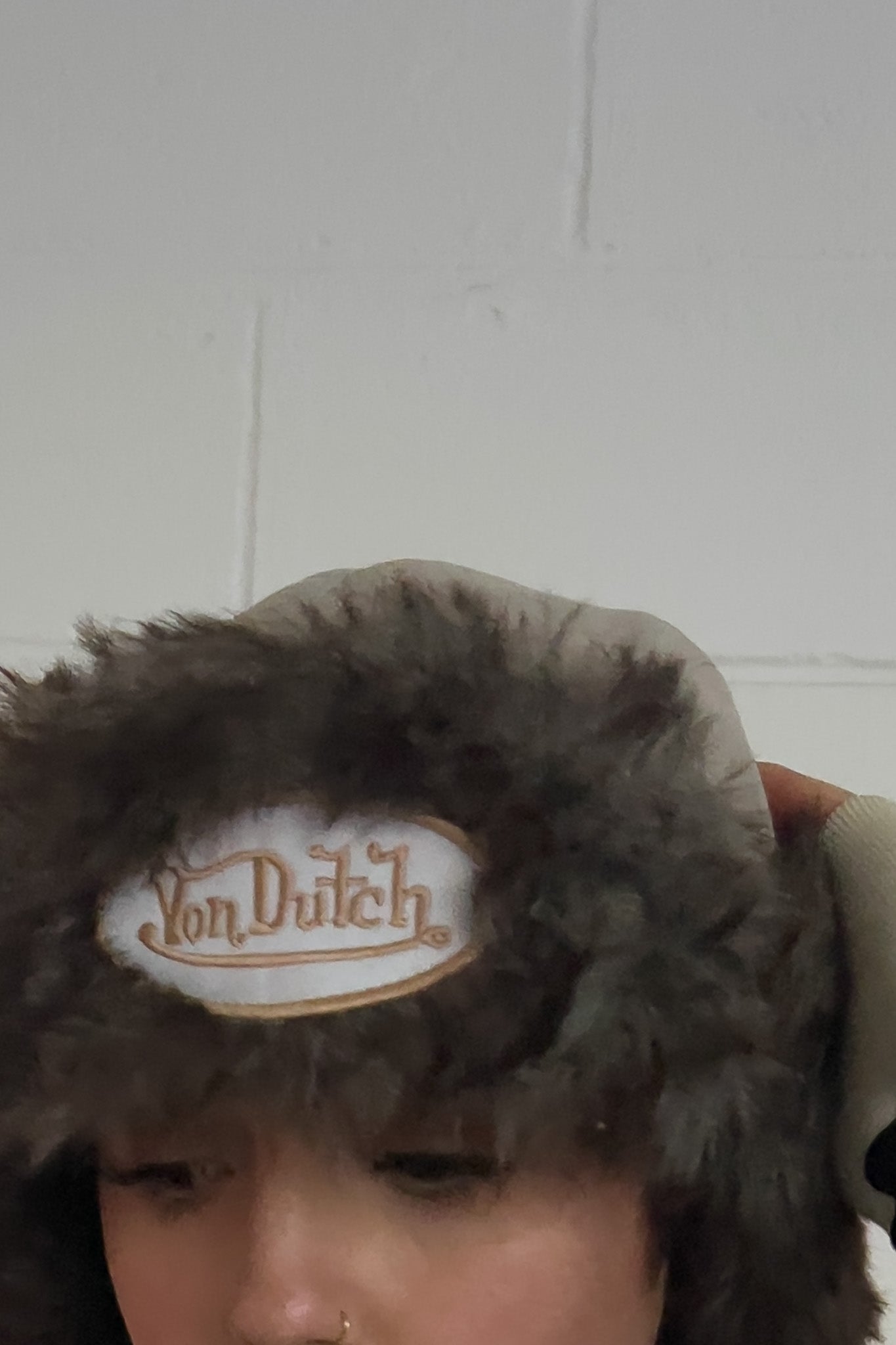 VON DUTCH cream fluffy festival hat ★