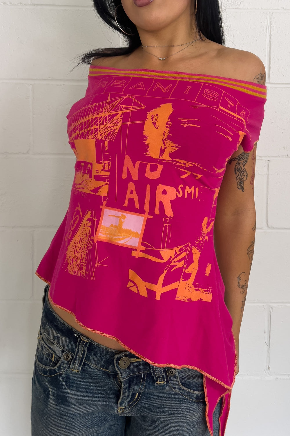 Pink + orange "urbanista" halter top  ★ Size est  medium/large