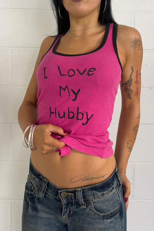 Hot pink "i love my hubby" tank ★ Size labelled small