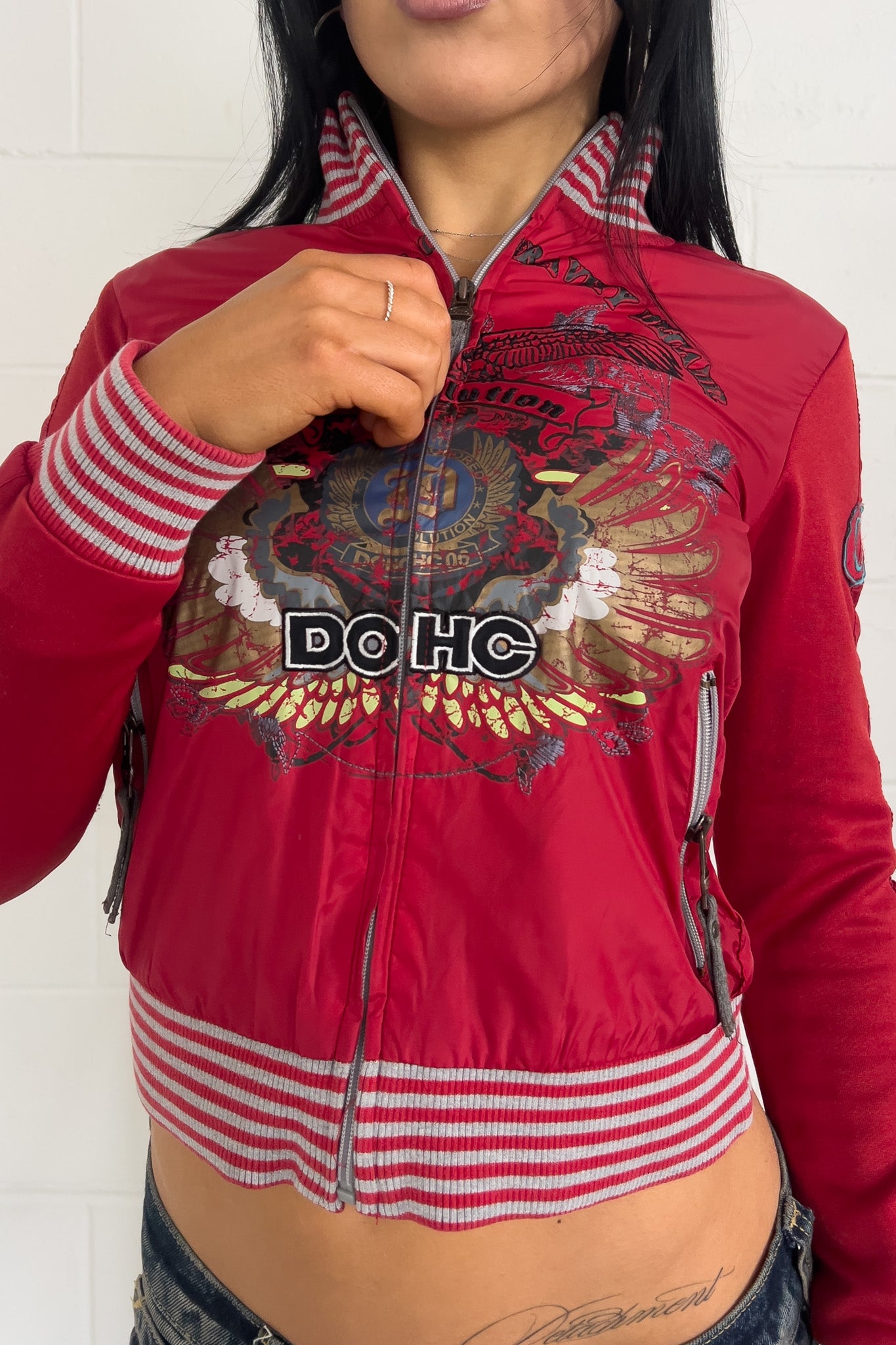 DOHC red "eagle" graphic jacket ★ Size labelled small