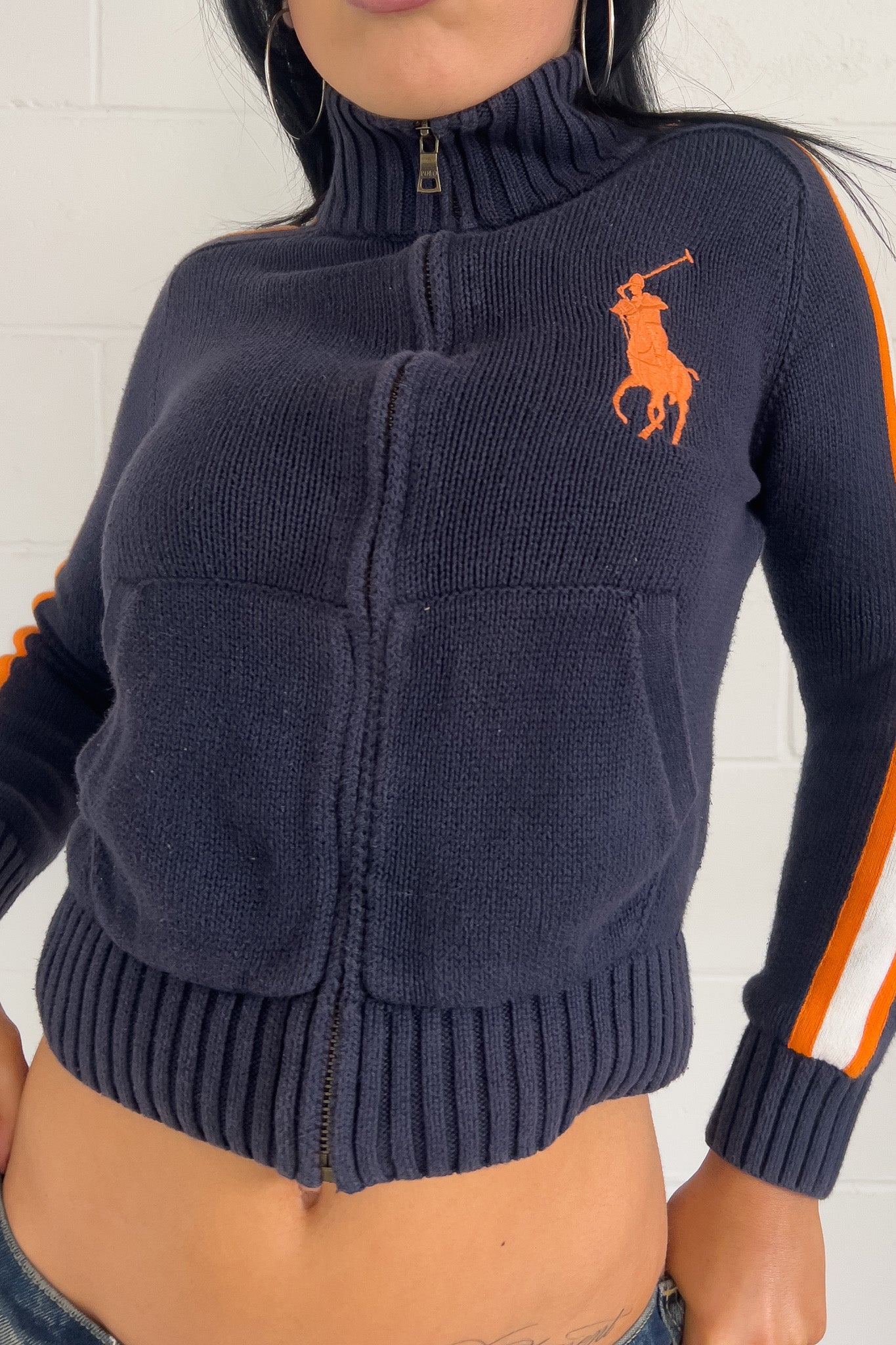 RALPH LAUREN navy + orange jacket ★ Size labelled small