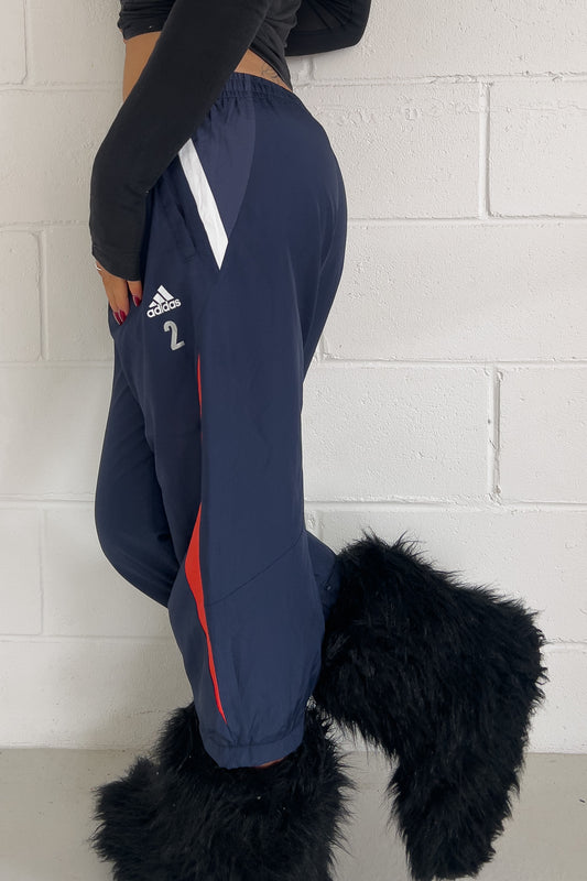 ADIDAS navy + orange "2" track capris ★ Size labelled large