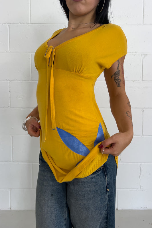 PLAYBOY yellow + blue dress ★ Size labelled small/medium