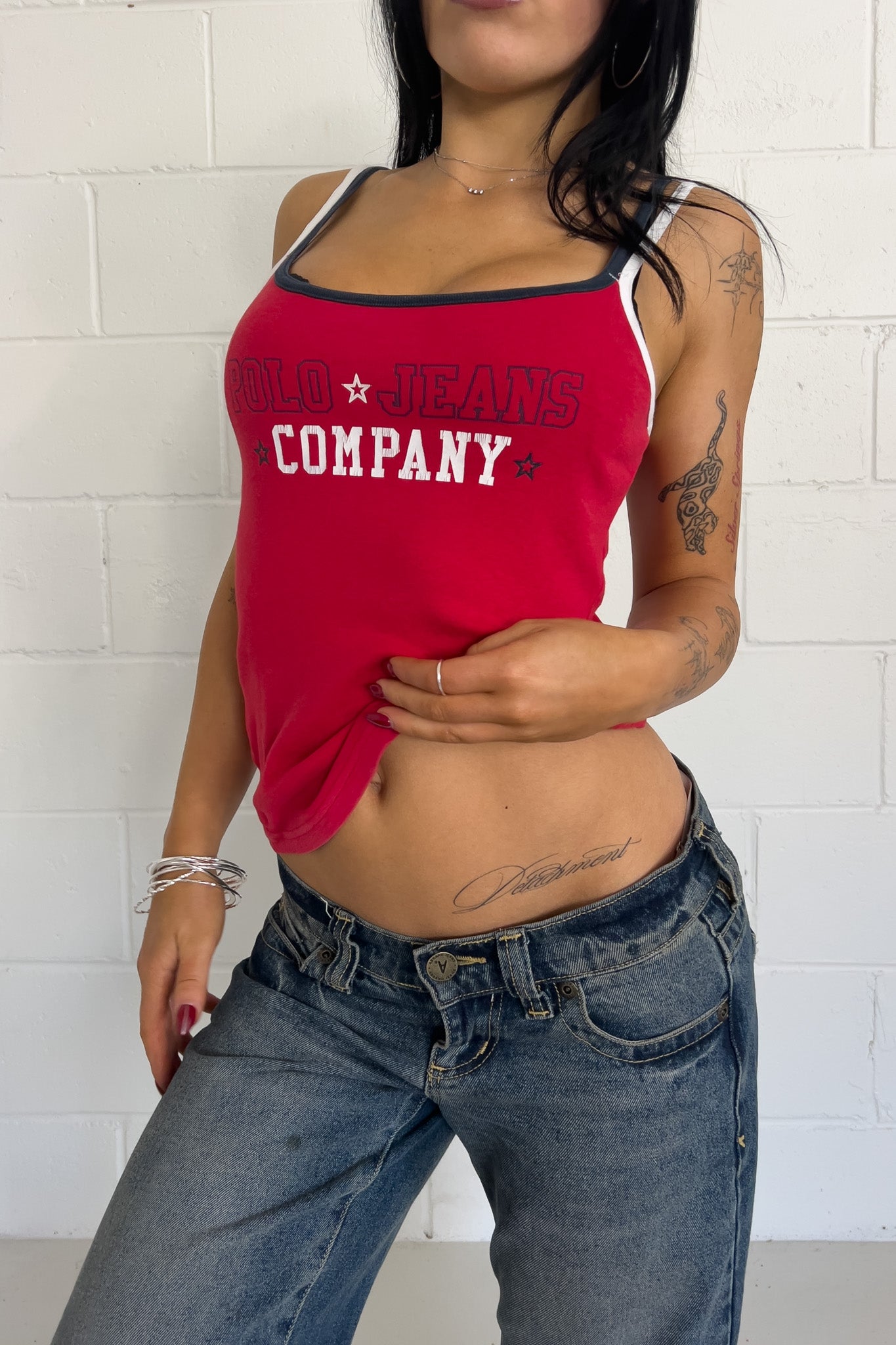 POLO red + blue tank ★ Size labelled small
