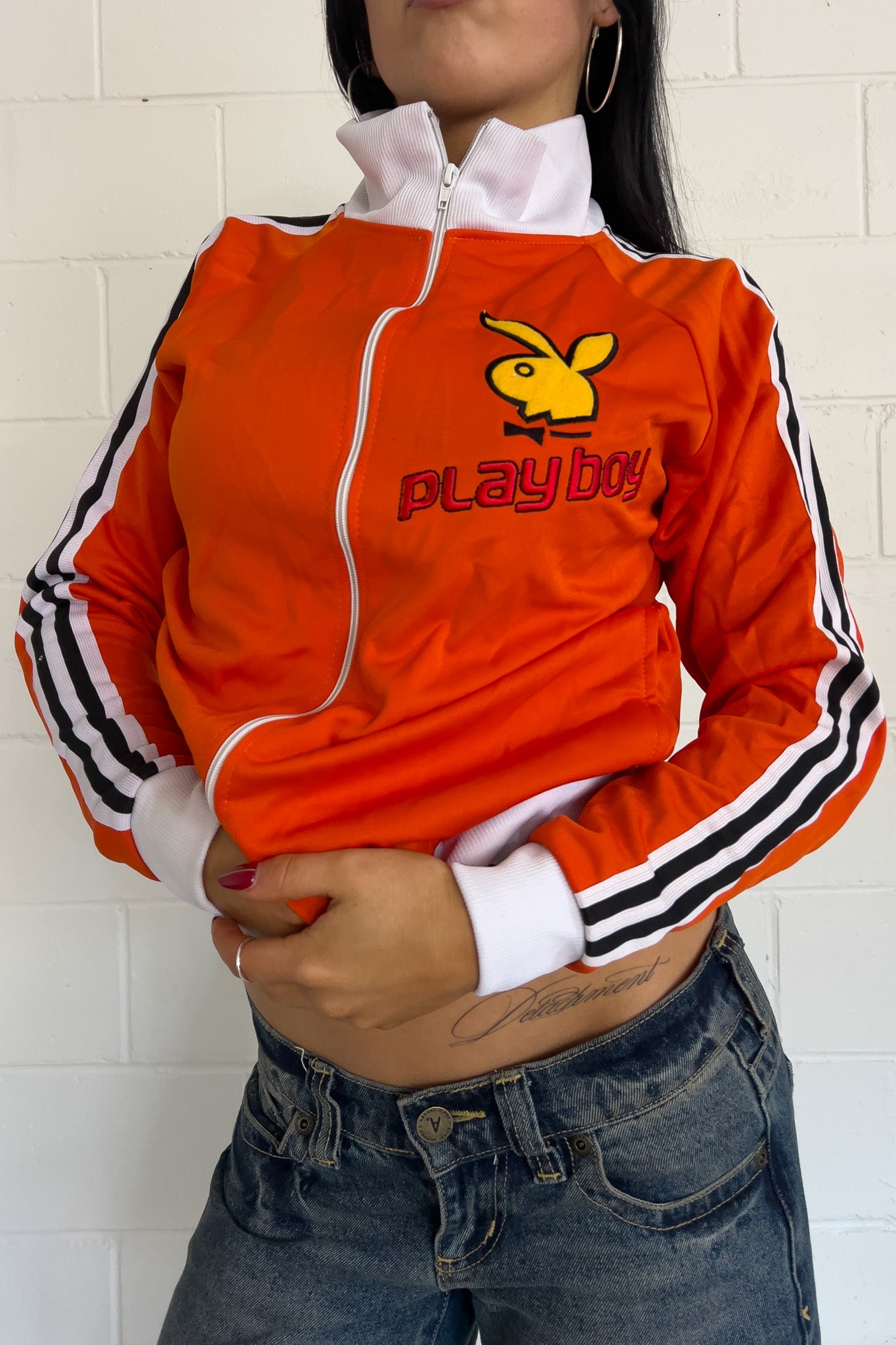 PLAYBOY orange track jacket ★ Size est large
