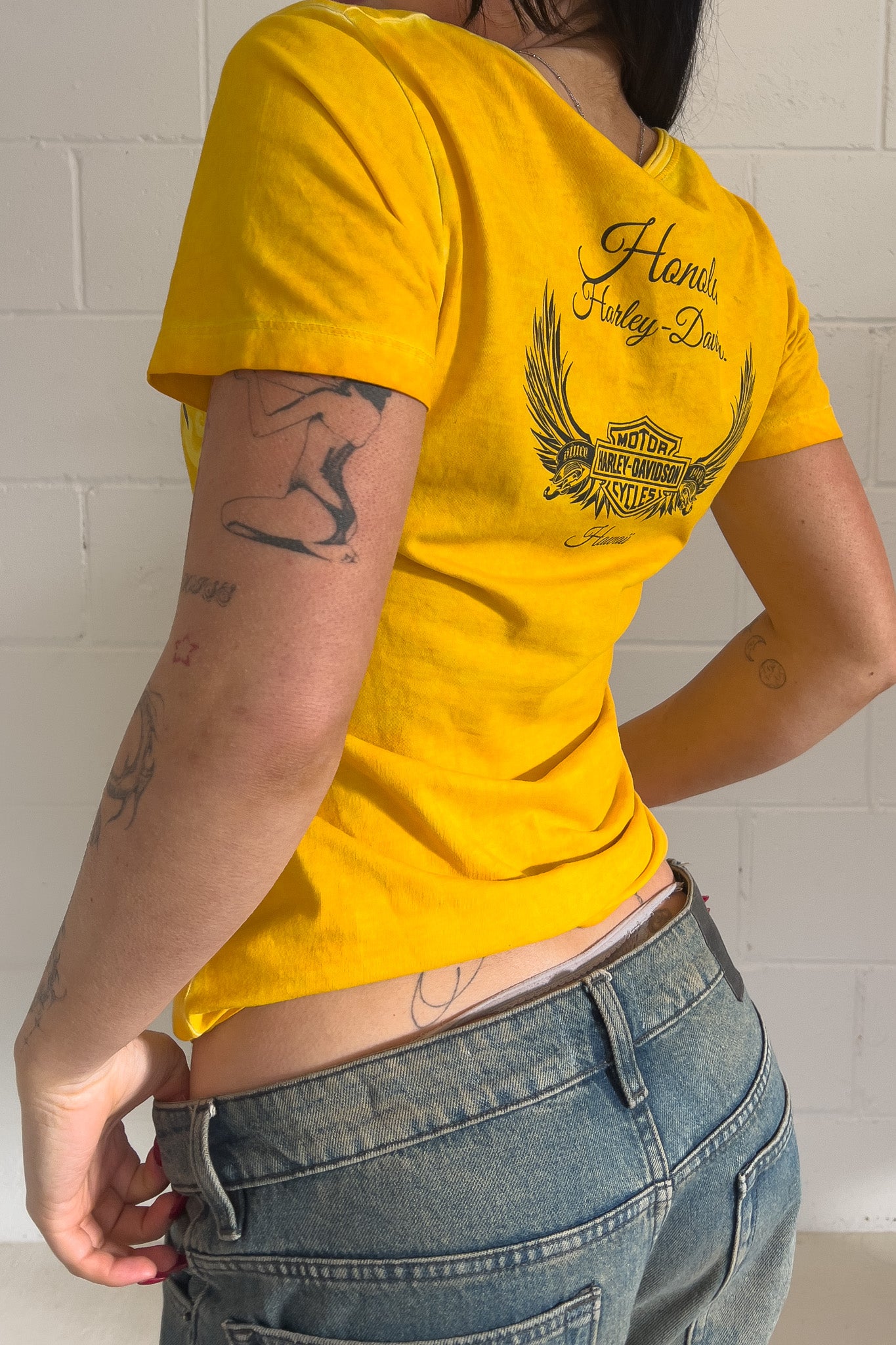 HARLEY DAVIDSON yellow tee ★ Size labelled small
