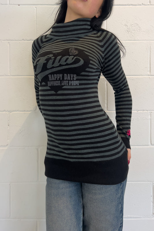 FILA SPORT black turtle knit ★ Size labelled medium