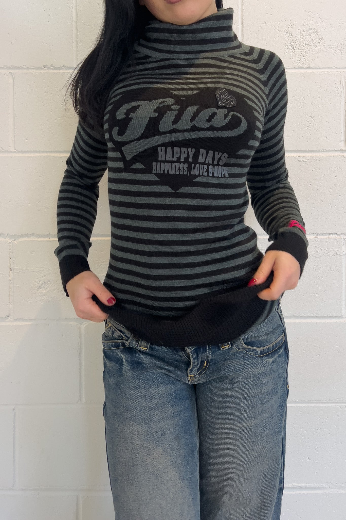 FILA SPORT black turtle knit ★ Size labelled medium