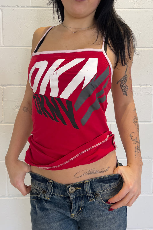 DKNY red graphic tank ★ Size est small/medium