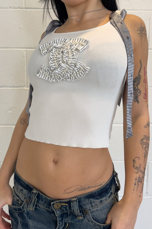 CHANEL BL pearl top ★ Size estimated small
