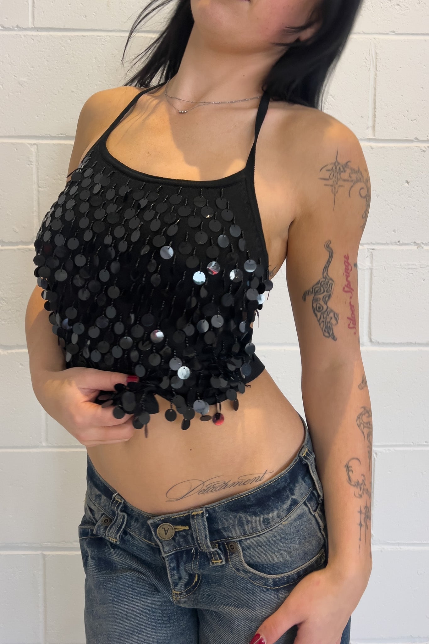 Black sequin top ★ Size est medium
