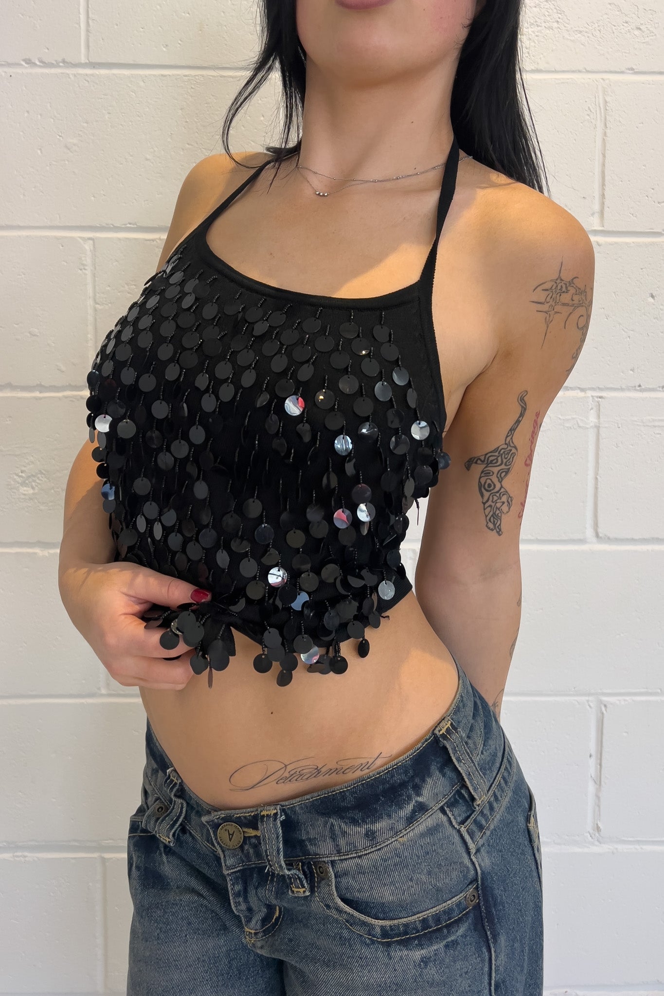 Black sequin top ★ Size est medium