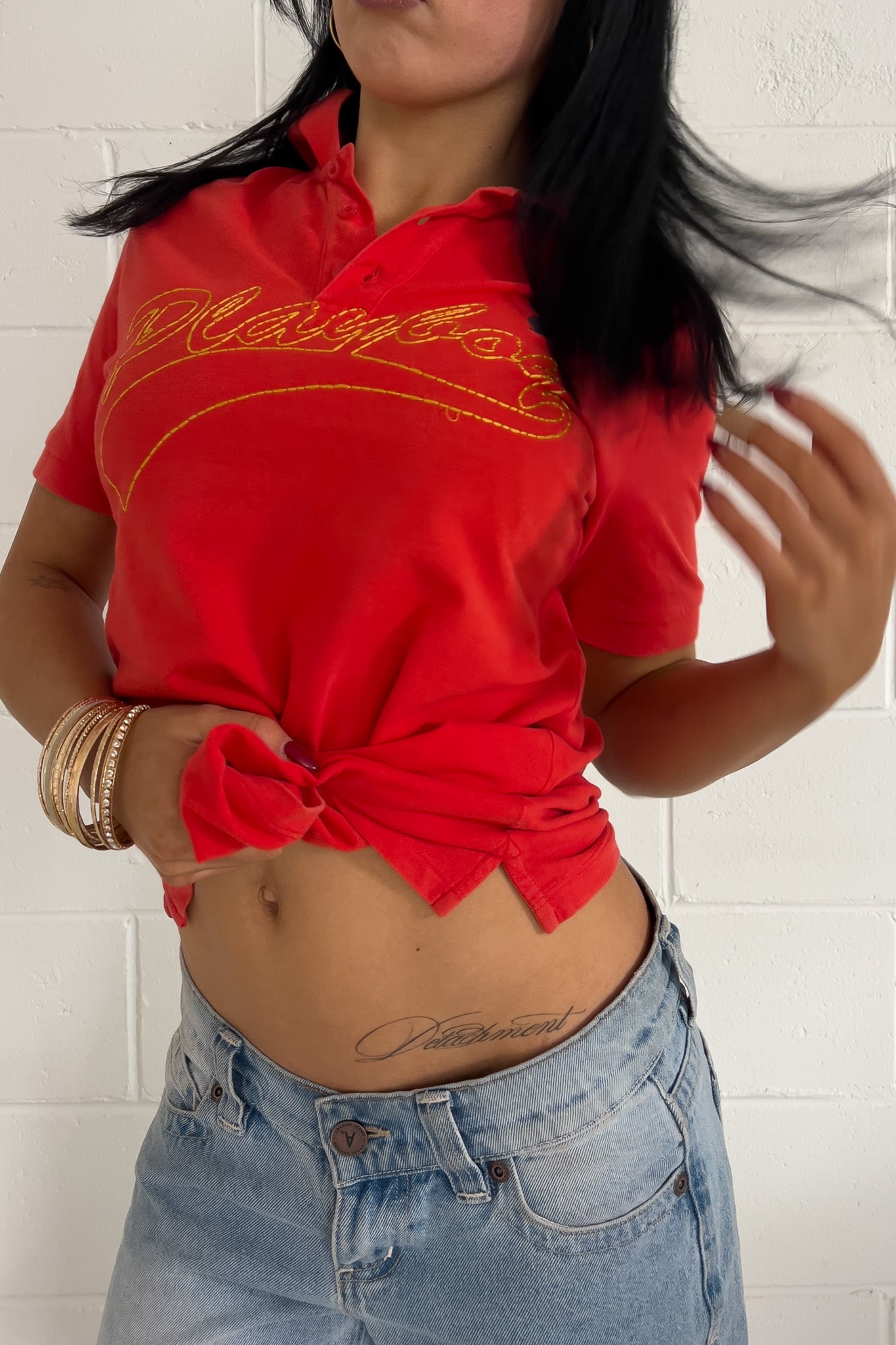 PLAYBOY orange shirt ★ Size lablled small