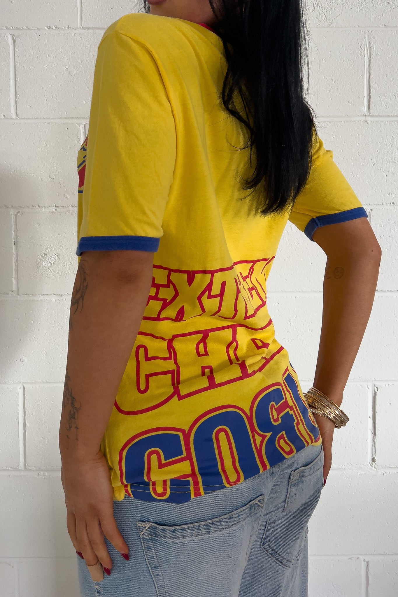 COELU yellow + blue graphic tee ★ Size labelled medium