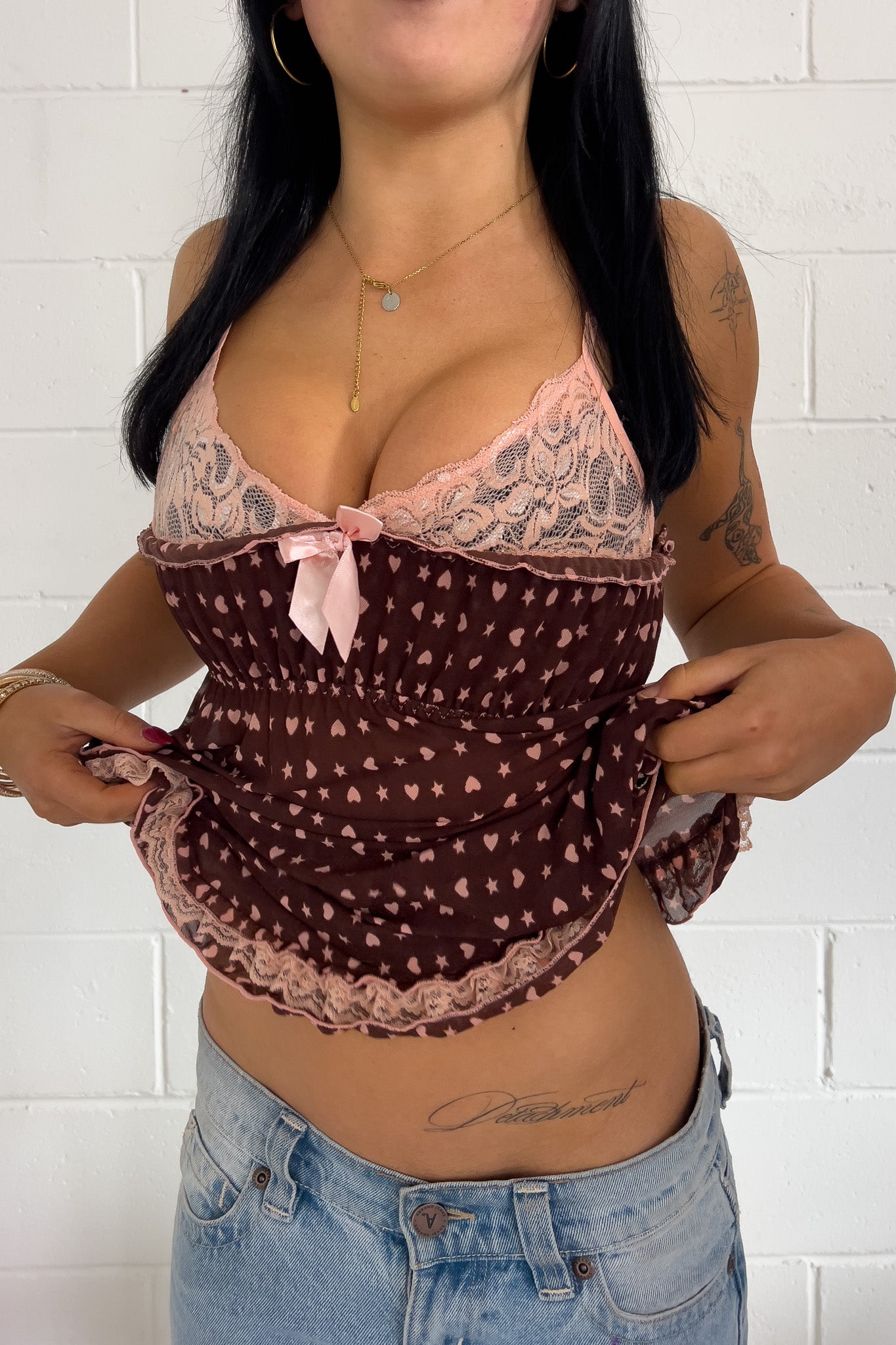 SARFRAN brown "heart & star" cami ★ Size est small