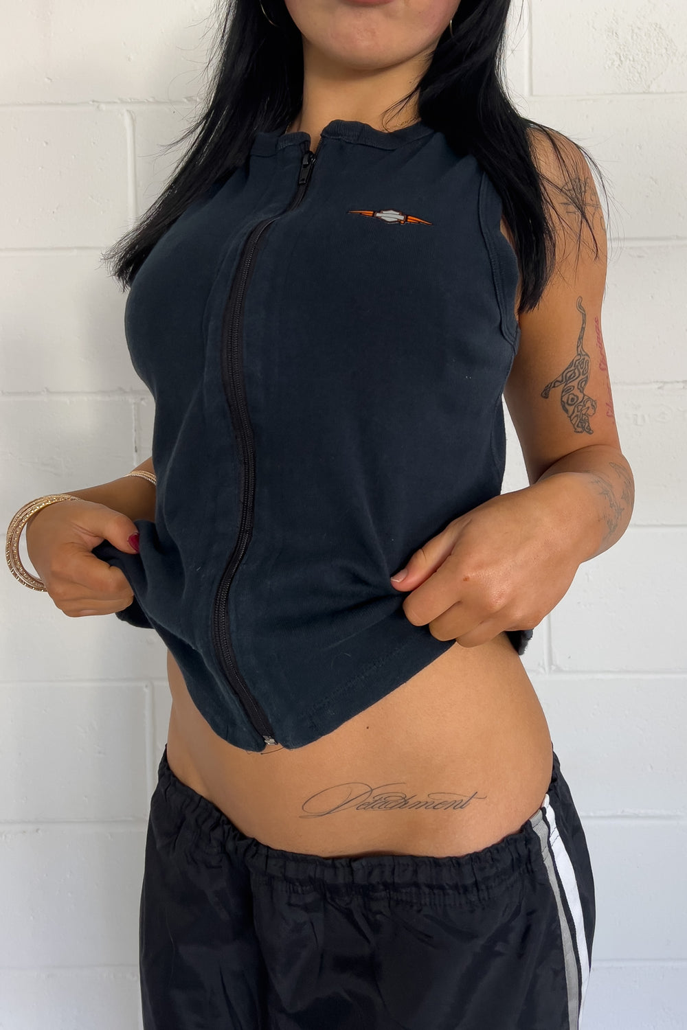 HARLEY DAVIDSON black zip tank ★ Size labelled X large
