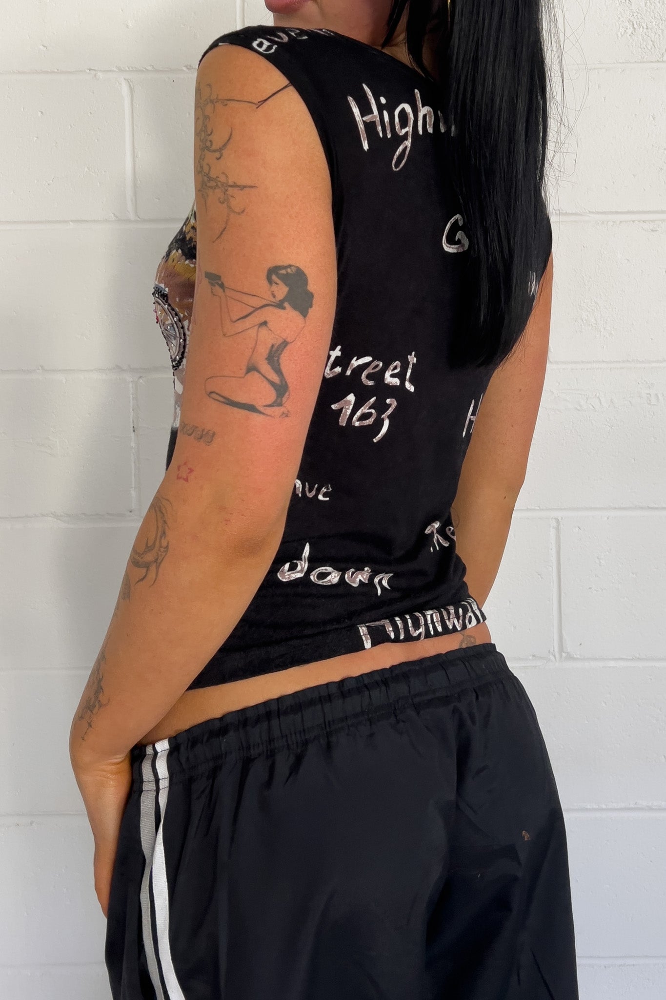 ANNA BASSANI black "motorcycle" top ★ Size est medium