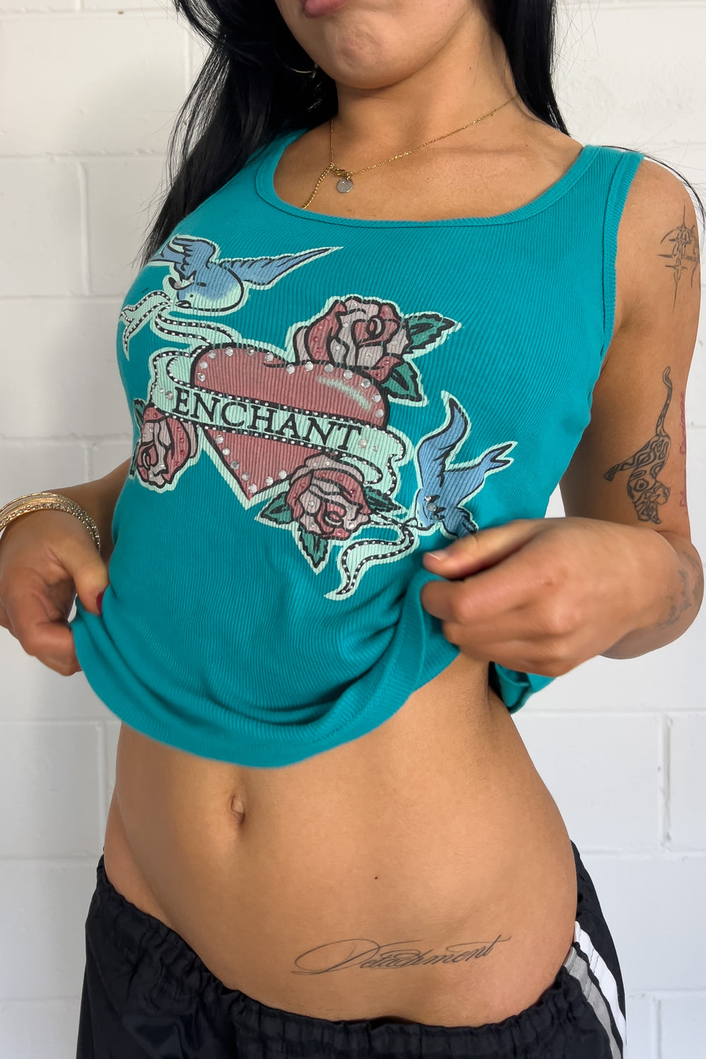 COLZA teal graphic tank ★ Size labelled medium