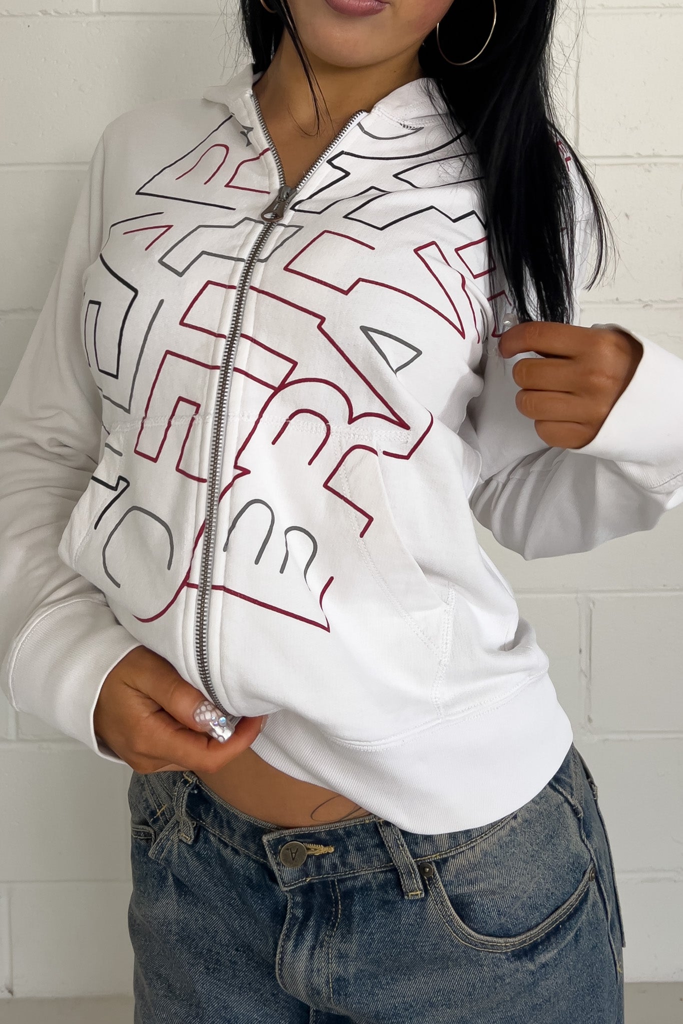 DIESEL white + red graphic jumper ★ Size labelled large