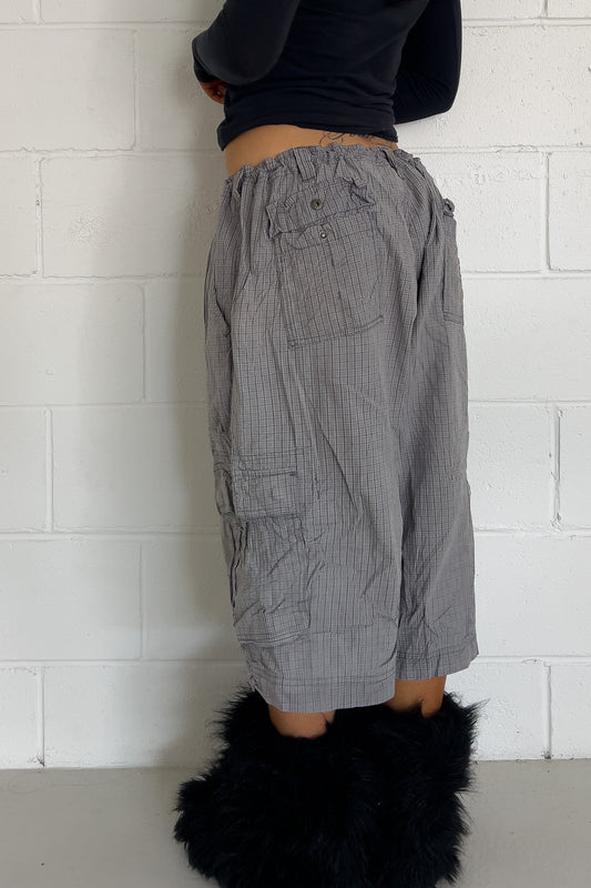 Grey plaid short ★ One size adjustable waist