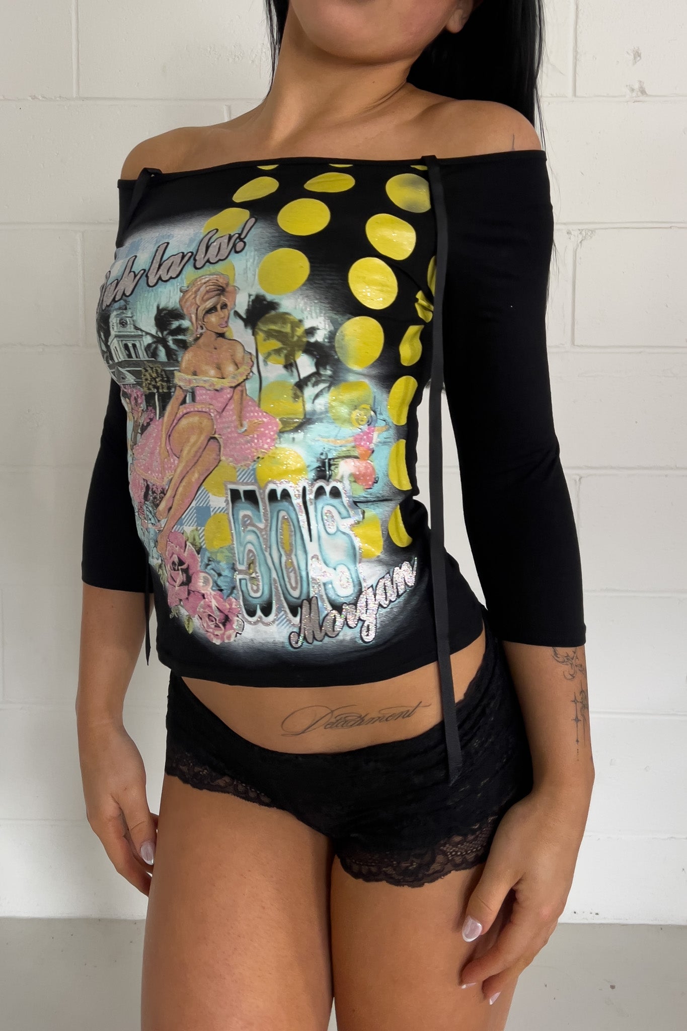 MORGAN DE TOI black graphic long sleeve top ★ Size est small