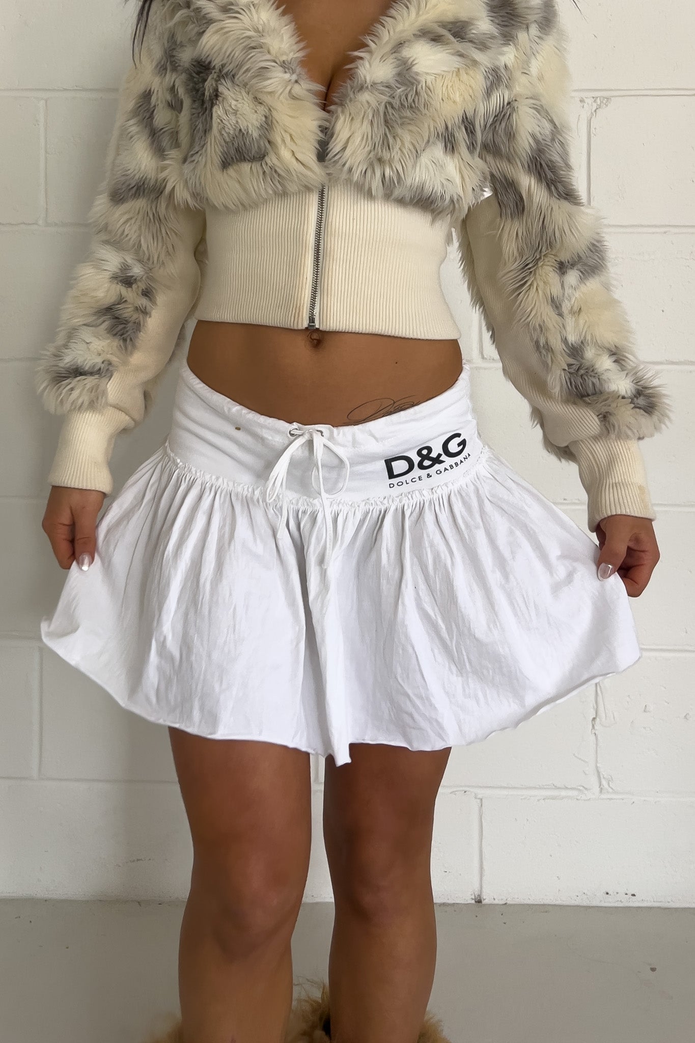 DOLCE & GABANNA white micro skirt ★ Size Est small