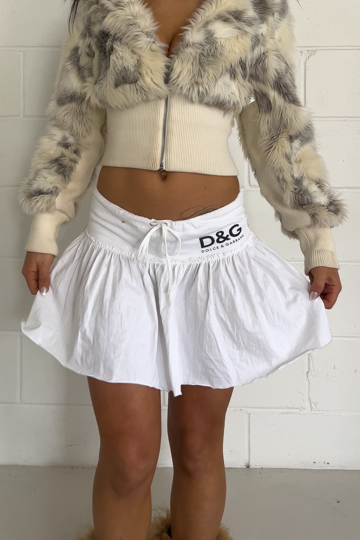 DOLCE & GABANNA white micro skirt ★ Size Est small