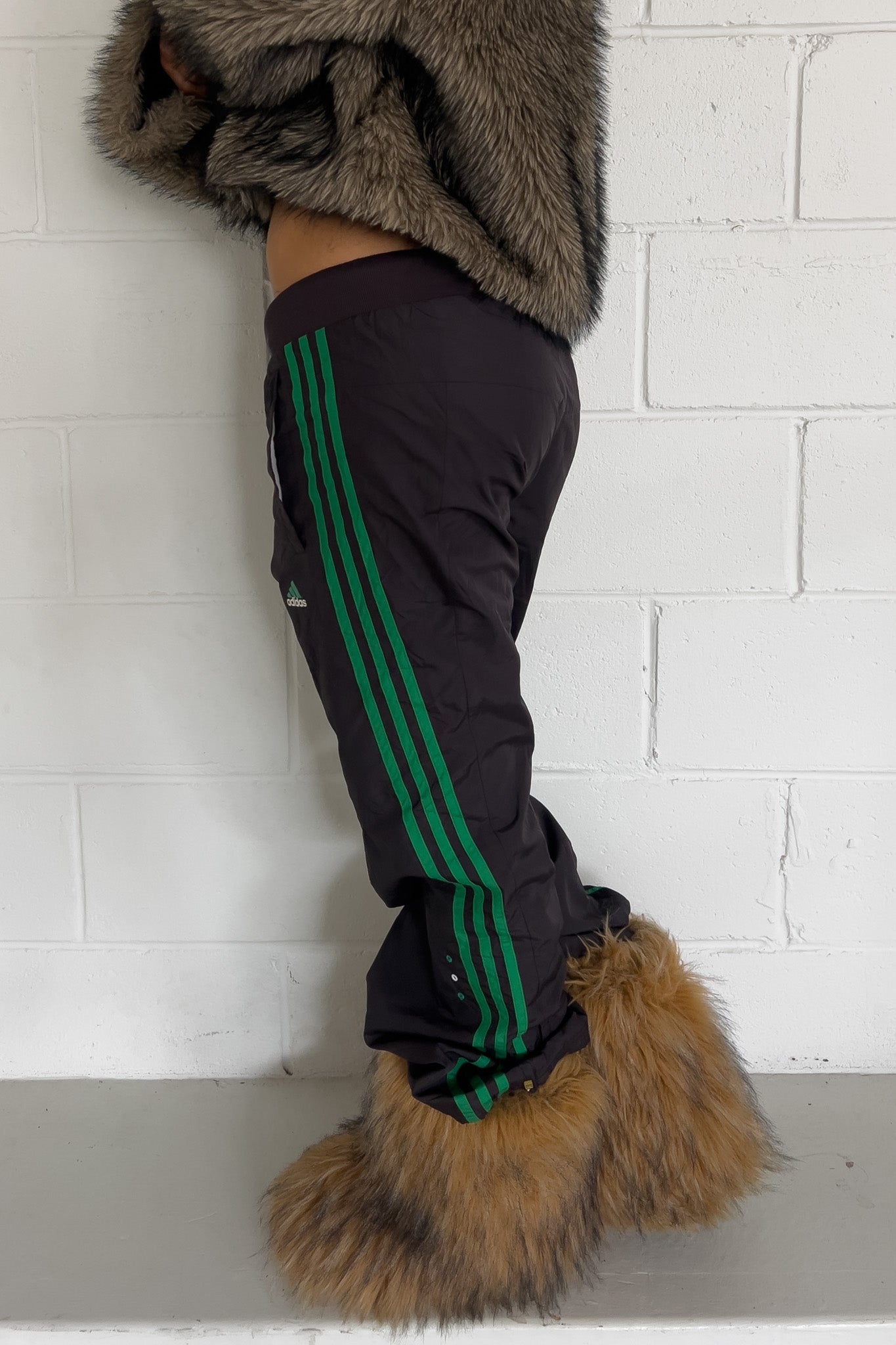 ADIDAS brown + green track pants ★ Size labelled small
