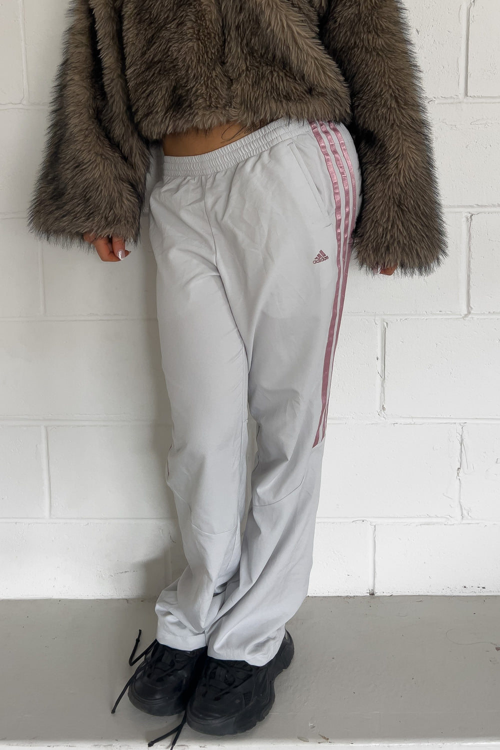 ADIDAS white + pink track pants ★ Size labelled medium