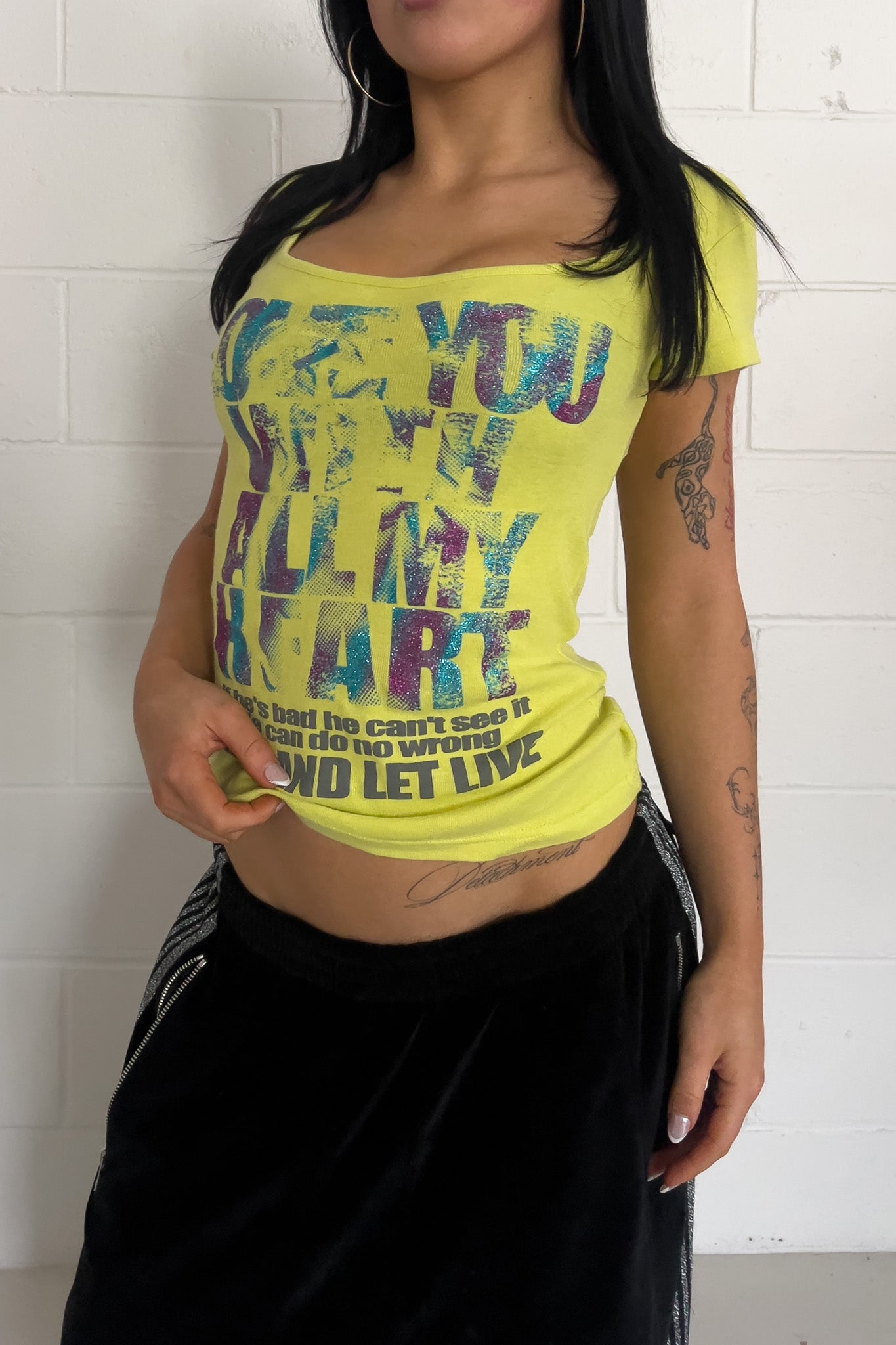 HONEY DROP neon green graphic top ★ Size est small