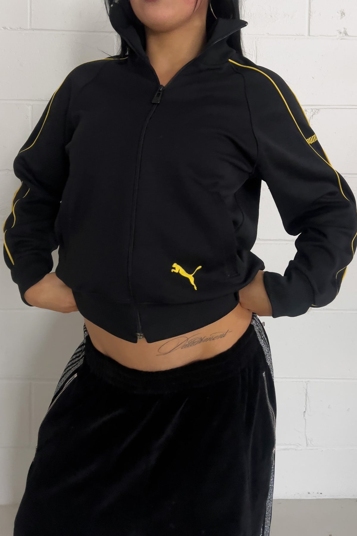 PUMA black + yellow track jacket ★ Size est small