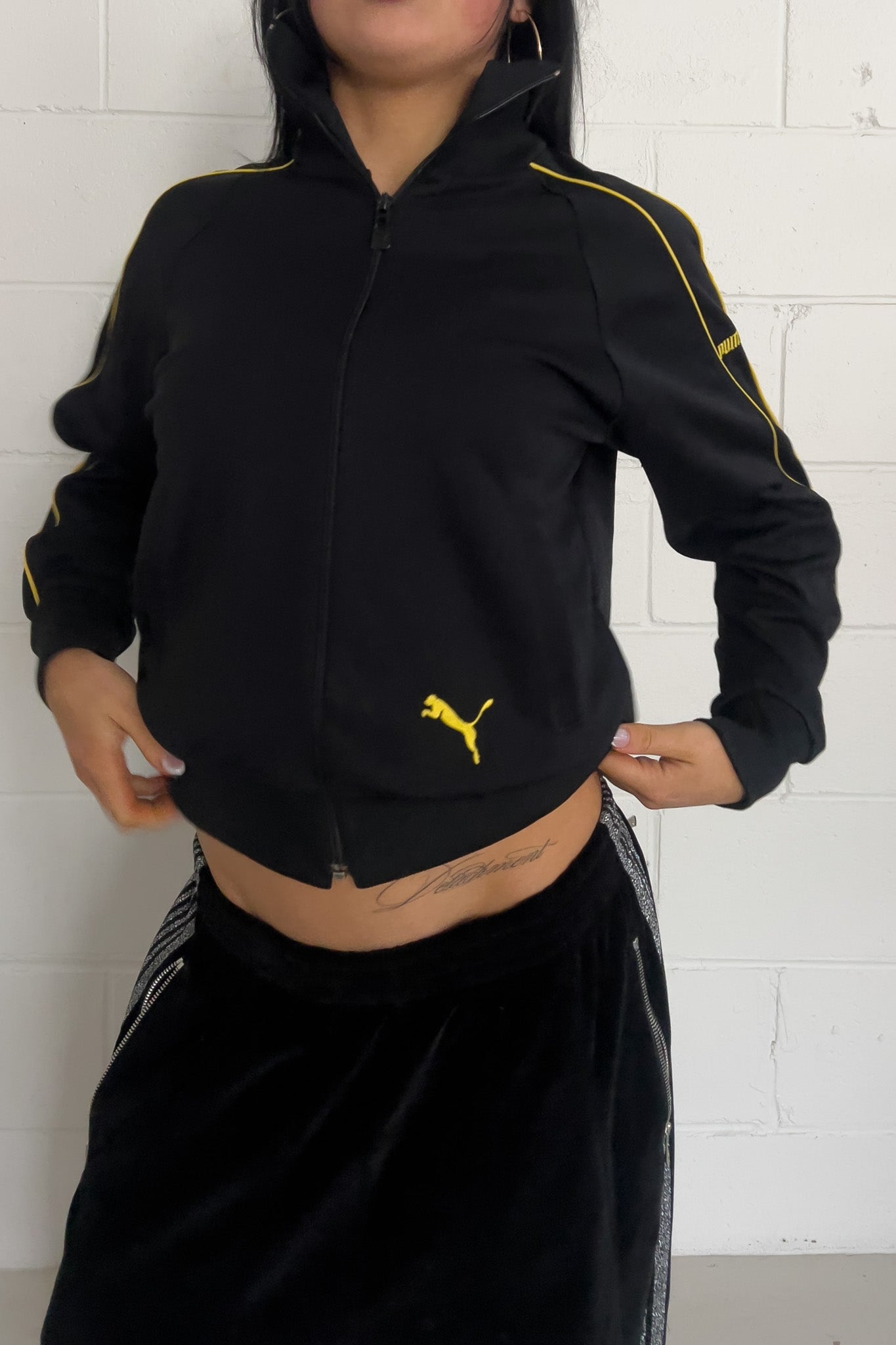 PUMA black + yellow track jacket ★ Size est small