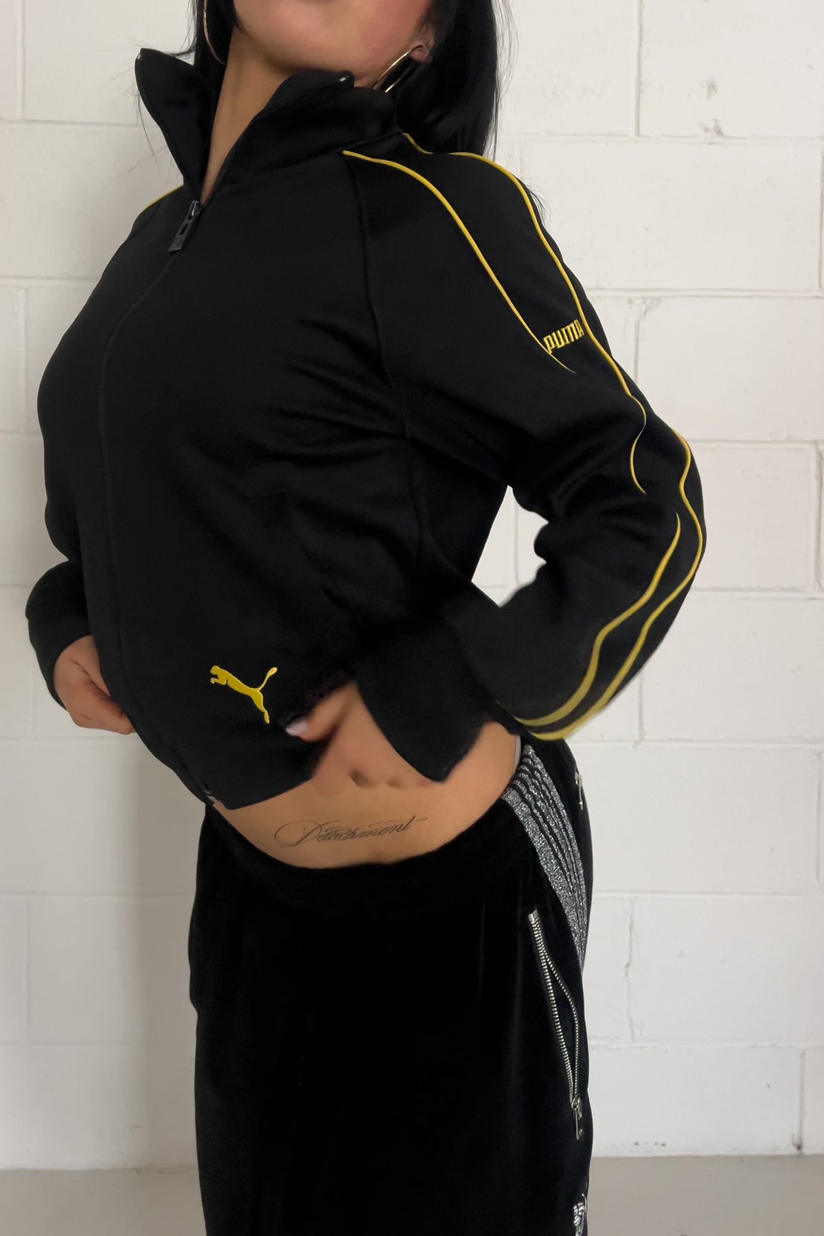 PUMA black + yellow track jacket ★ Size est small