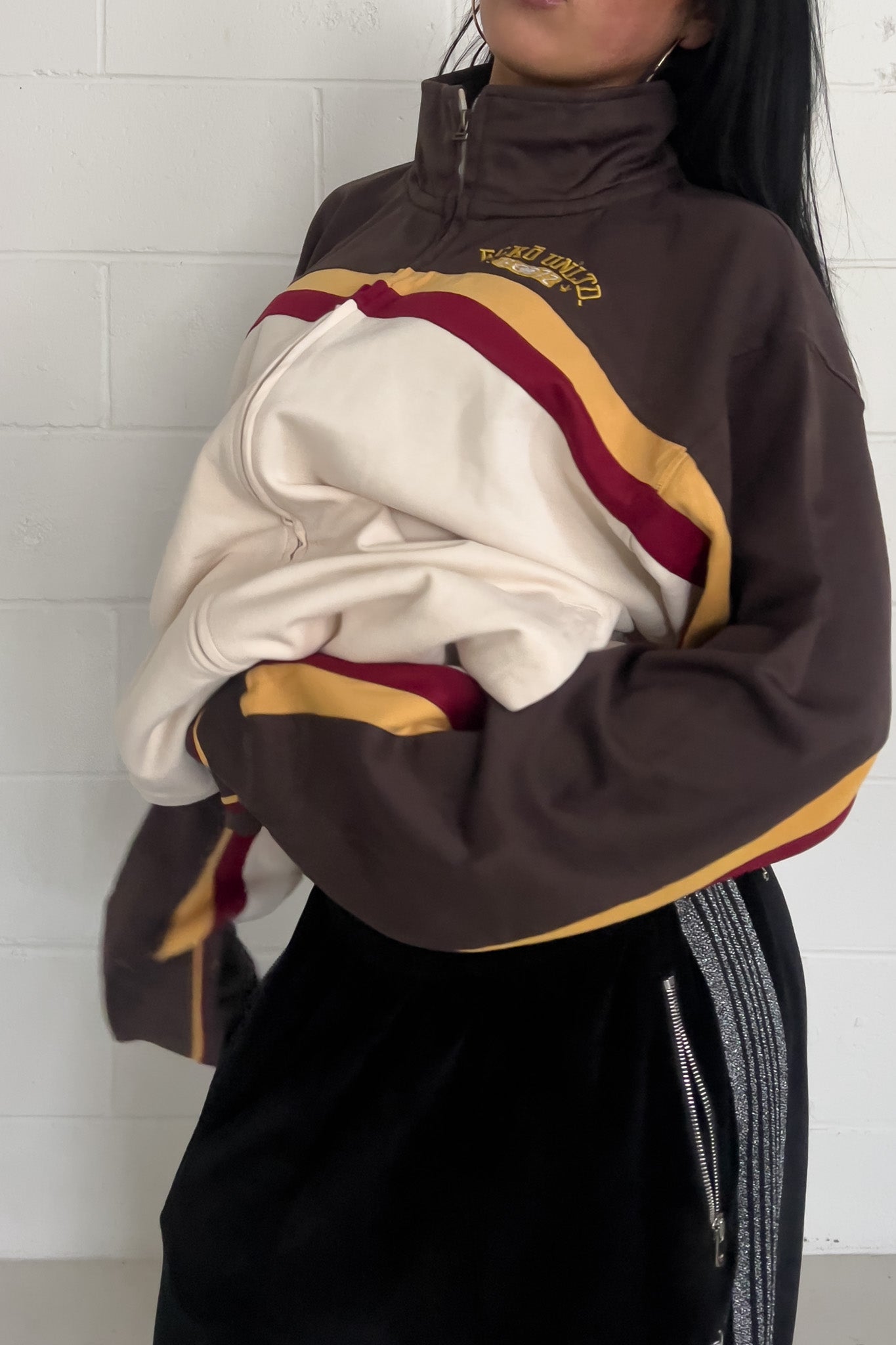 ECKO UNLTD cream + brown track jacket ★ Size labelled large